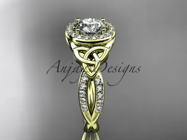 Celtic Halo Engagement Ring 1 Carat Round D VS1 Clarity IGI Certified Lab Grown Diamond Trinity Knot Wedding Ring