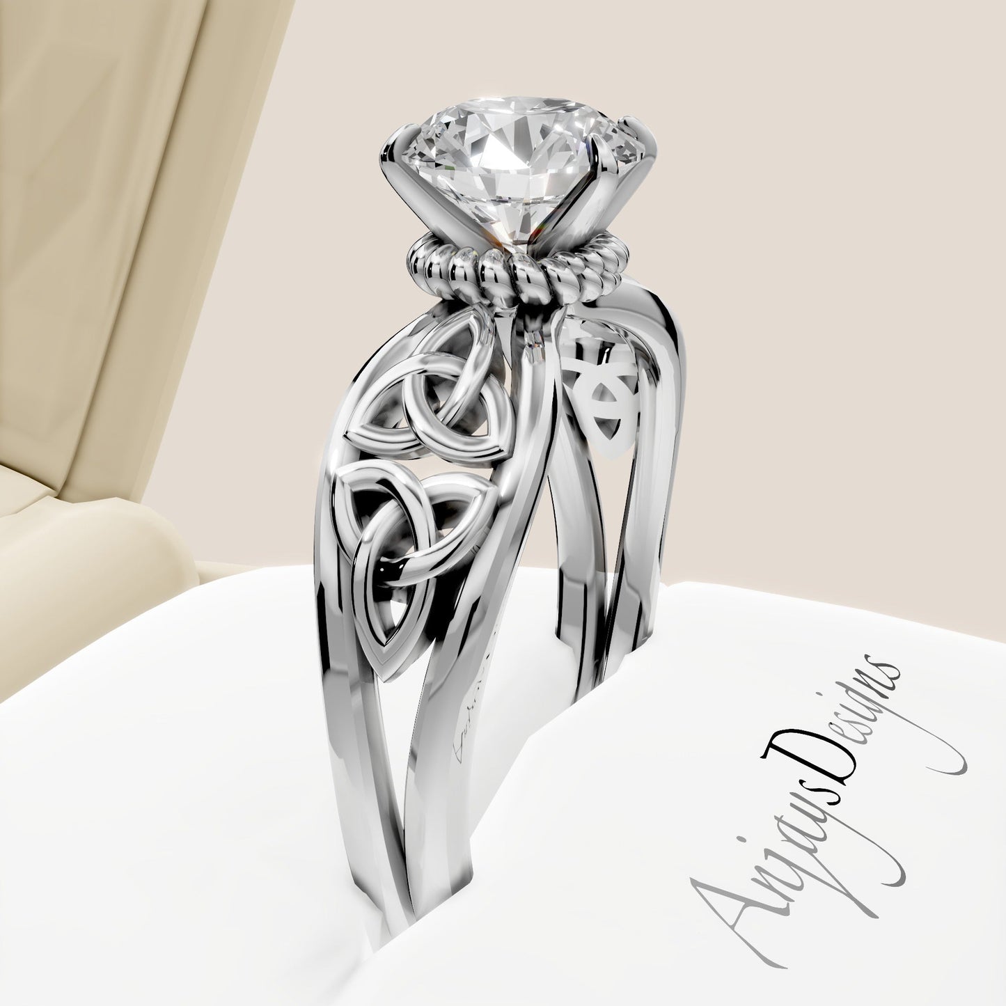 Celtic Diamond Engagement Ring 1 Carat Round Lab Grown Diamond