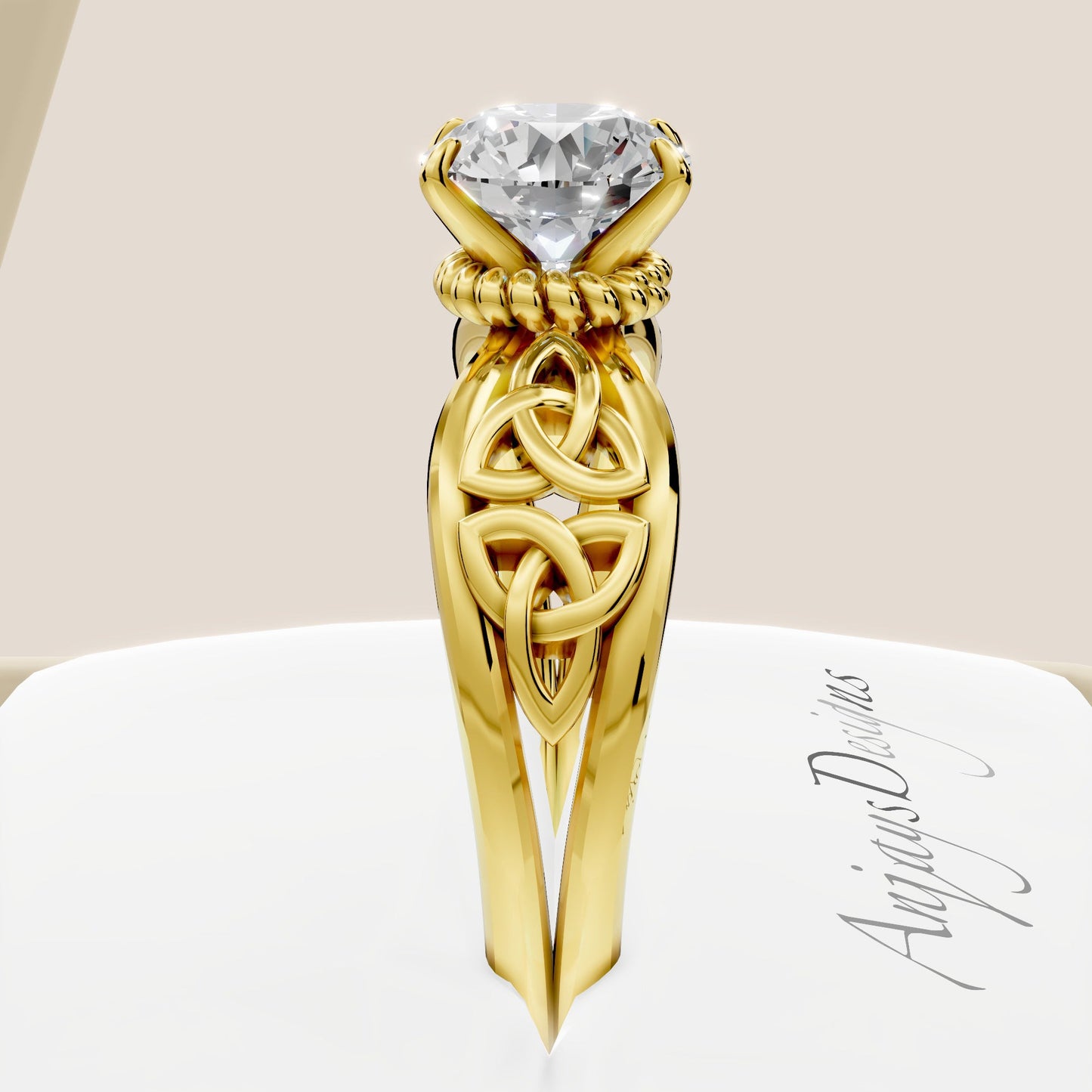 Celtic Diamond Engagement Ring 1 Carat Round Lab Grown Diamond