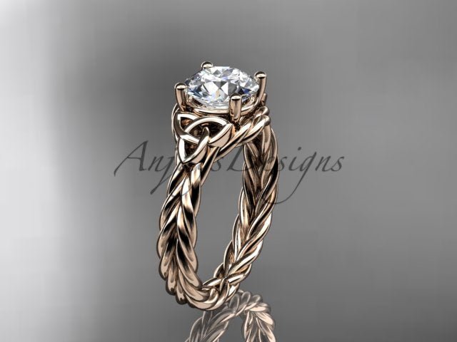 1 Carat Round Lab Grown Diamond Celtic Engagement Ring Rope Triquetra Braided Wedding Ring