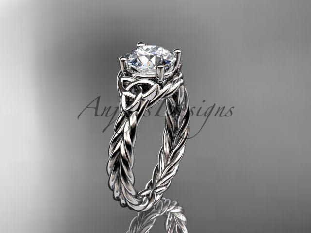 1 Carat Round Lab Grown Diamond Celtic Engagement Ring Rope Triquetra Braided Wedding Ring
