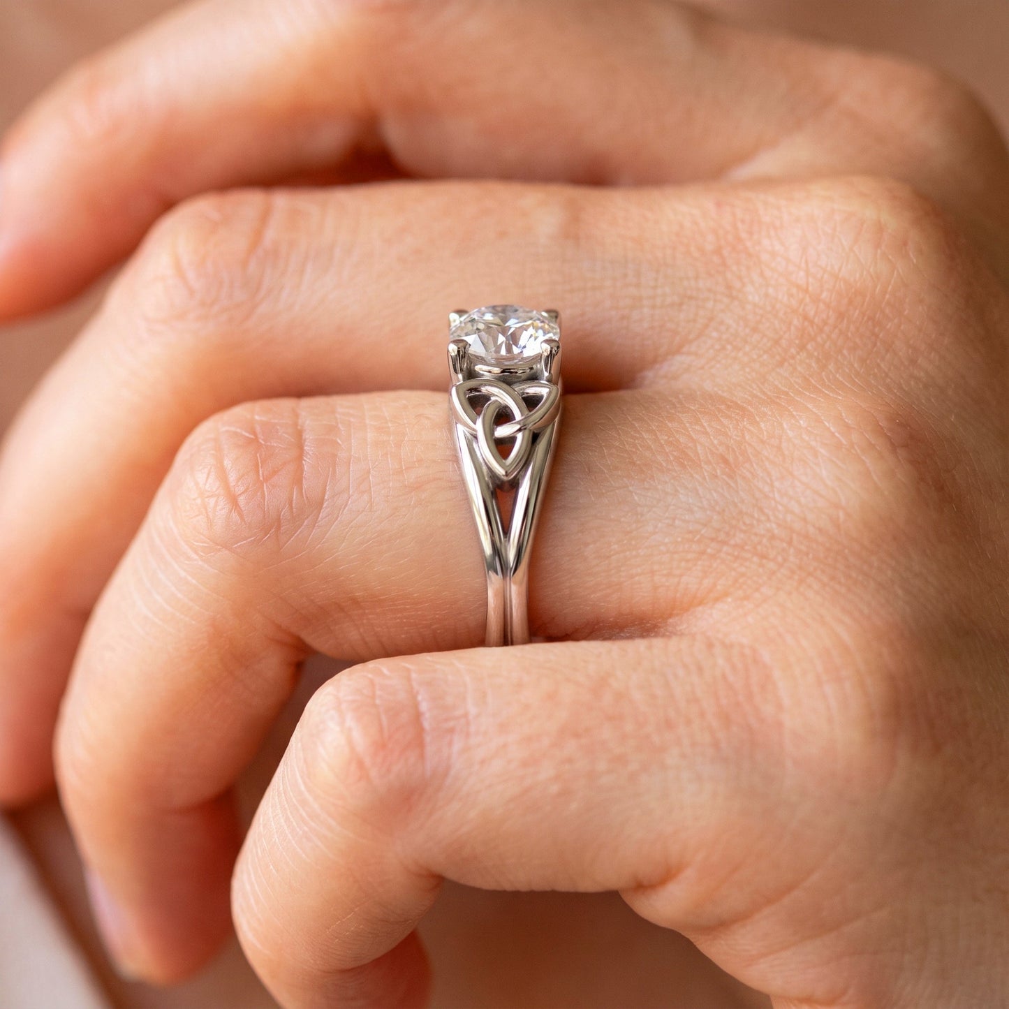 Dainty Celtic Engagement Ring IGI Certified 1 CT Round Lab Grown Diamond Wedding Ring