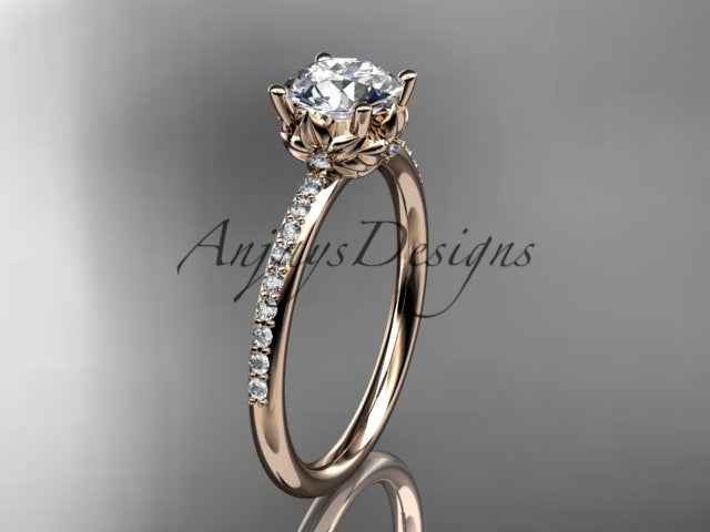 Dainty Flower Engagement Ring 1 Carat Round Lab Grown Diamond Nature Inspired Wedding Ring