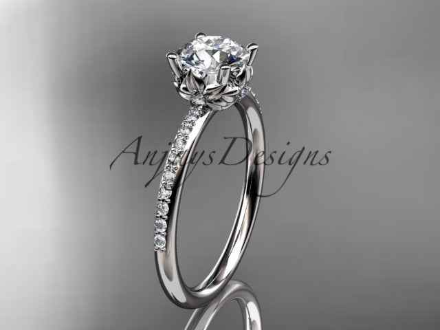 Dainty Flower Engagement Ring 1 Carat Round Lab Grown Diamond Nature Inspired Wedding Ring