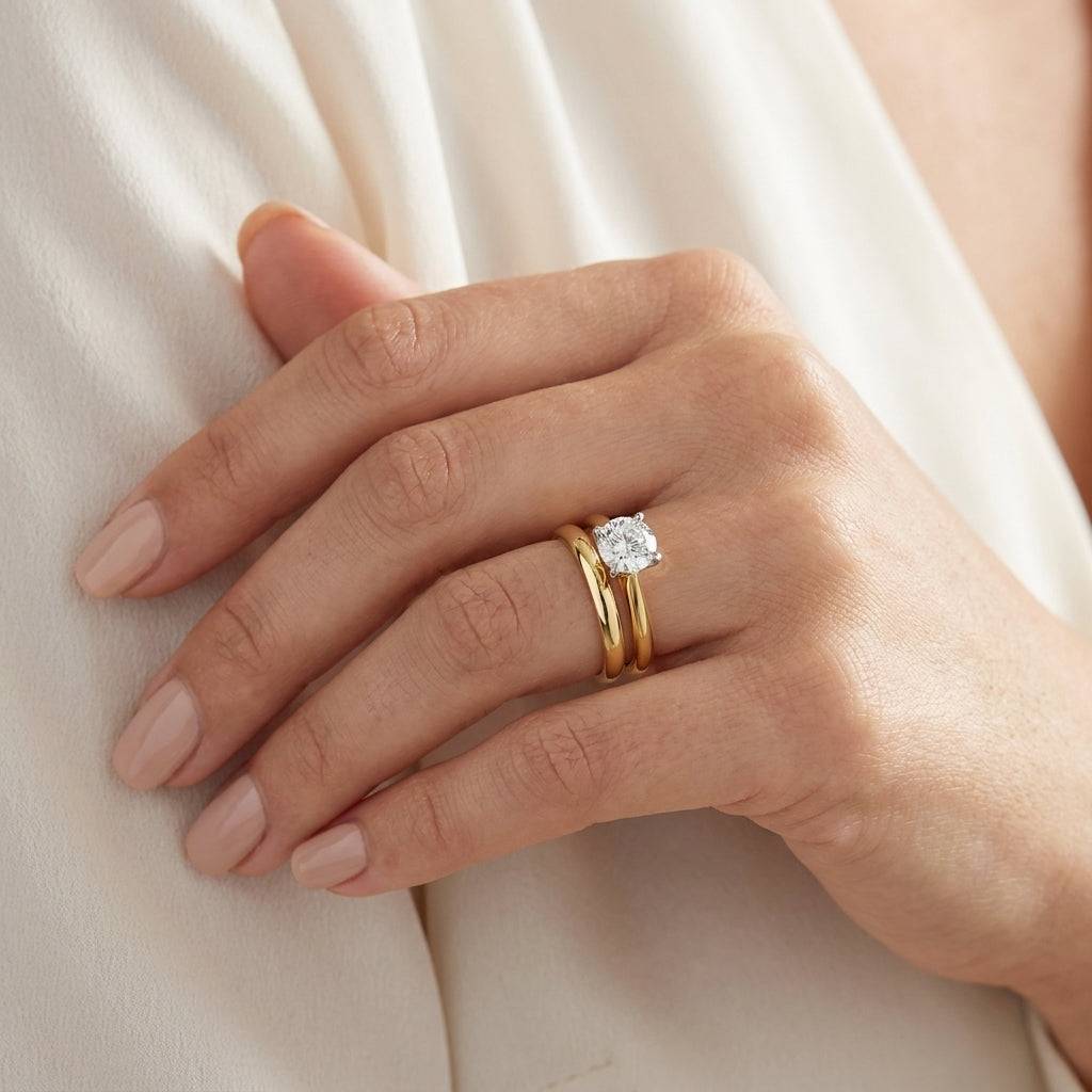 1 Carat Round Lab Grown Diamond Engagement Ring | 14K Two-Tone Gold