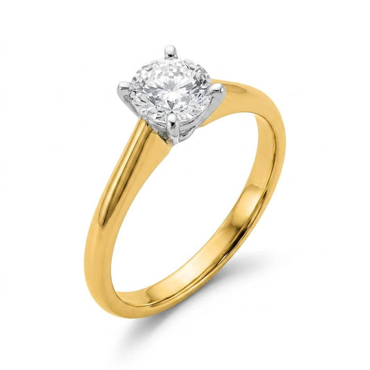 1 Carat Round Lab Grown Diamond Engagement Ring | 14K Two-Tone Gold