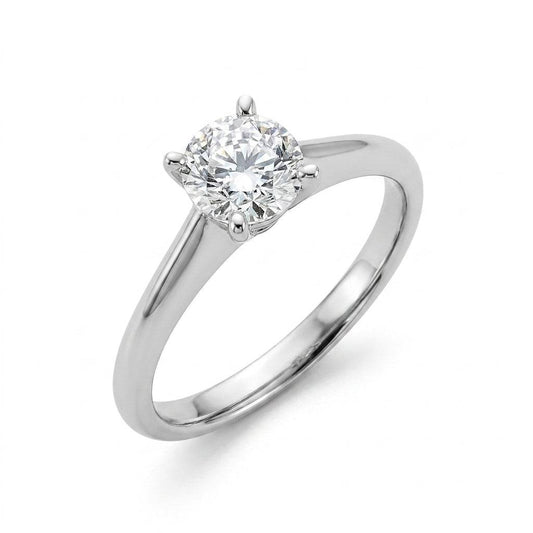 1 Carat Round Lab Grown Diamond Engagement Ring | 14K White Gold