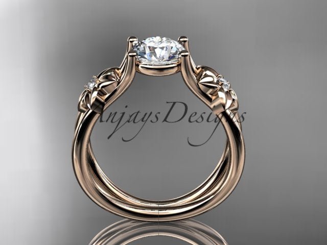 Flower Engagement Ring 1 Carat Round Lab Grown Diamond Nature Inspired Engagement Ring Unique Diamond Ring