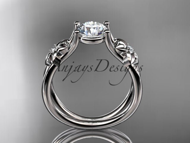 Flower Engagement Ring 1 Carat Round Lab Grown Diamond Nature Inspired Engagement Ring Unique Diamond Ring
