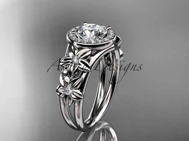 1 Carat Round Lab Grown Diamond Halo Engagement Ring Flower Diamond Ring D VS1 Floral Proposal Ring