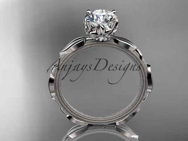 Nature Inspired Diamond Engagement Ring Round 1 Carat Round Diamond Leaf Vine Branch Wedding Ring