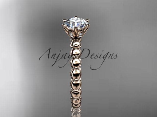 Dainty Minimalist 1 Carat IGI Certified Round Cut Lab Grown Diamond Engagement Ring Petite Band Nature Inspired