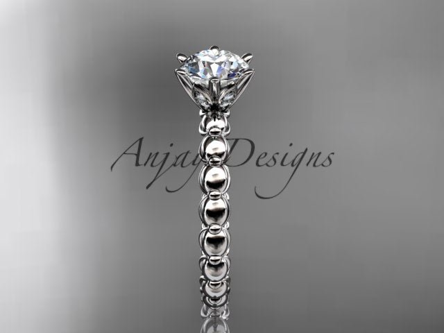 Dainty Minimalist 1 Carat IGI Certified Round Cut Lab Grown Diamond Engagement Ring Petite Band Nature Inspired