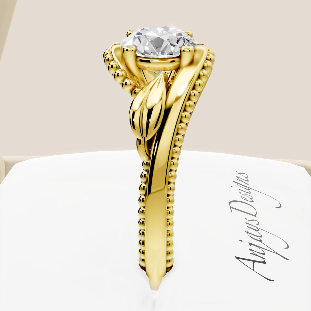 Unique Nature Inspired Engagement Ring 1 CT Lab Grown Diamond Floral Ring