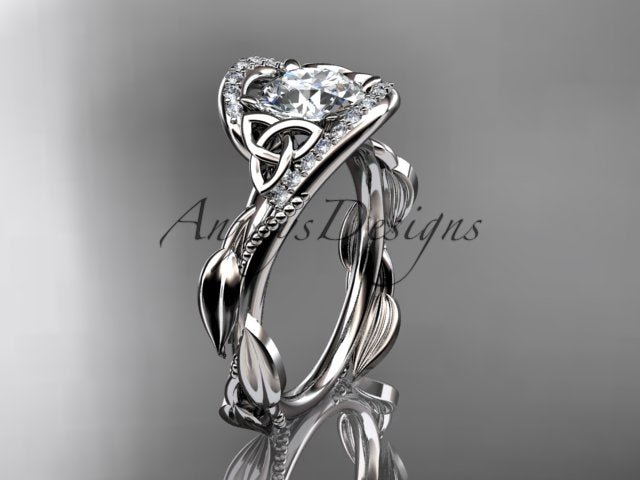 1 CT Round Cut Lab Grown Diamond Celtic Ring VS1 D CVD Nature Inspired Ring