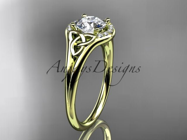 1 CT Round Lab Grown Diamond Halo Engagement Ring Celtic Trinity Knot Ring
