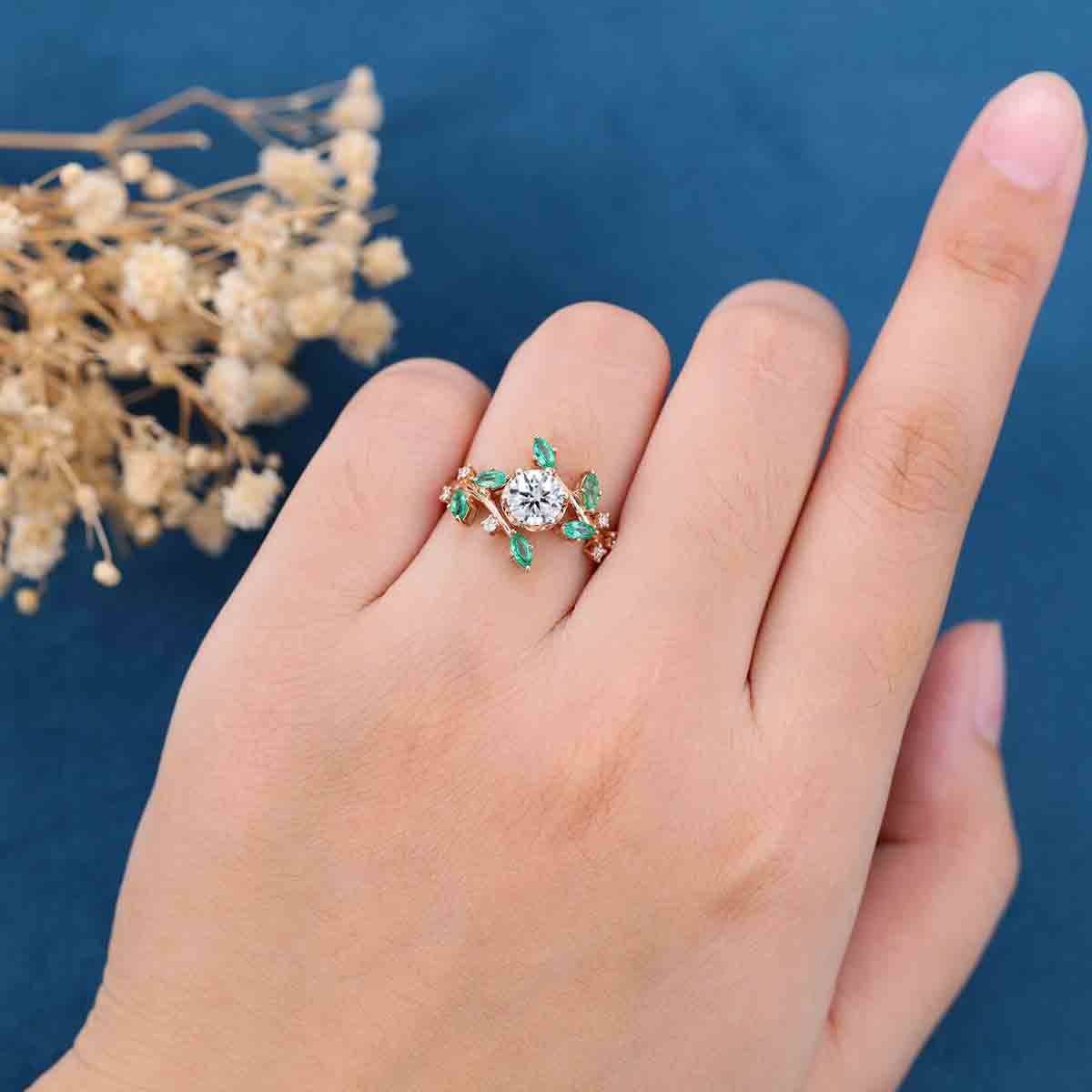 1.0CT~5.0CT Round cut Lab Grown Diamond Vintage Engagement Ring