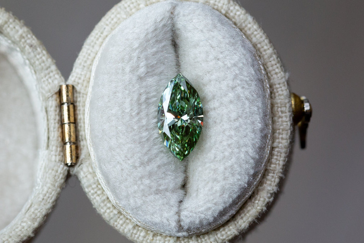 1.24ct Fancy Vivid Green Marquise Lab Diamond, VVS2