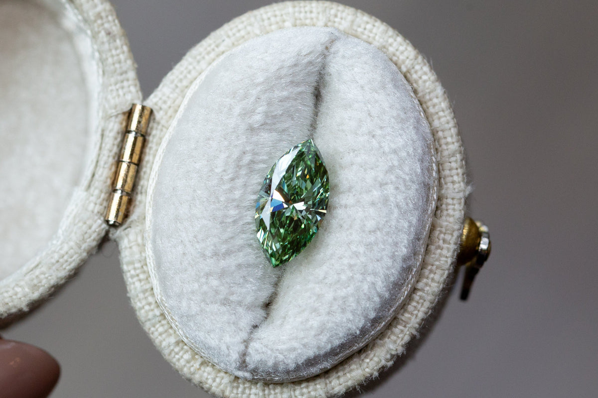 1.24ct Fancy Vivid Green Marquise Lab Diamond, VVS2