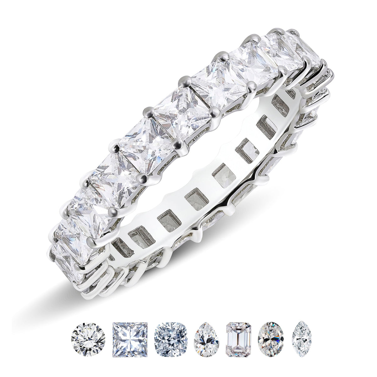 Moissanite Eternity Classic Prong Style Wedding Ring
