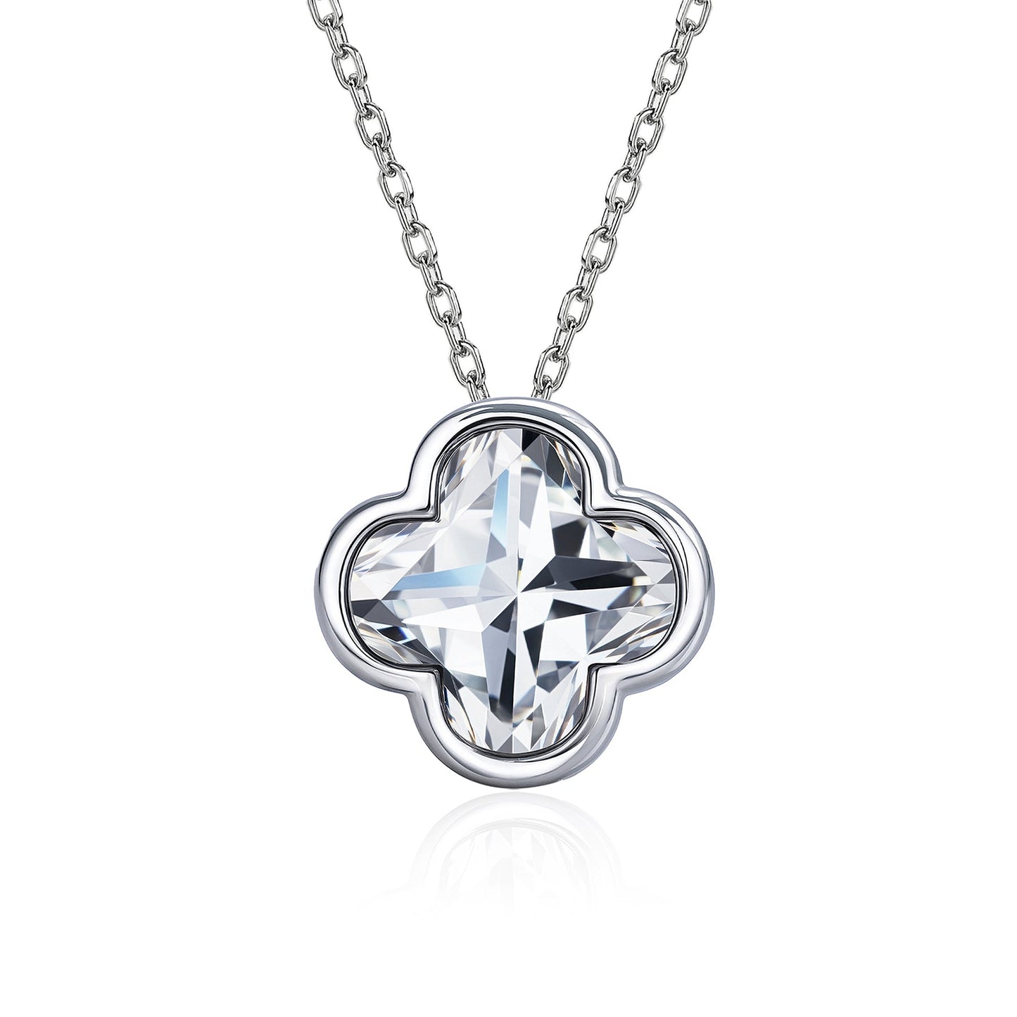 2.7 Carat Flower Cut Moissanite - Danity Clover Design Necklace