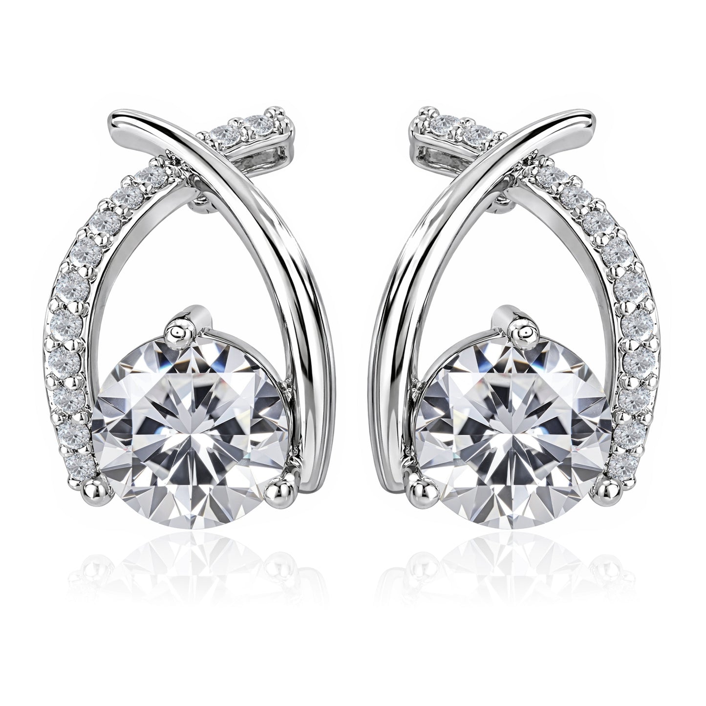 Modern Swirl Teardrop Stud Earrings – Elegant Silver Fashion Jewelry
