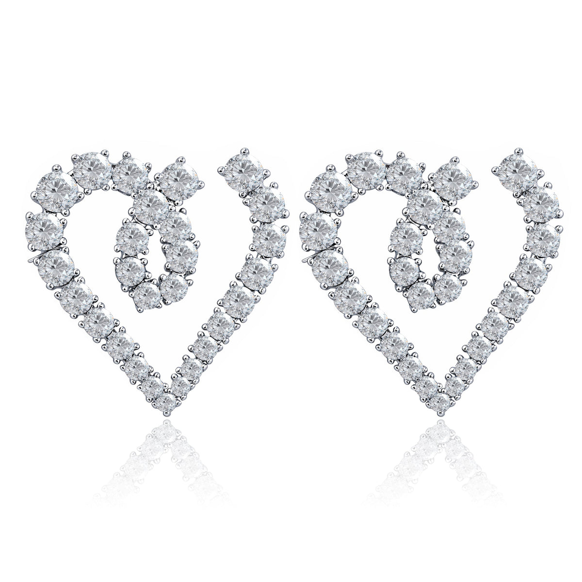 Modern Heart Swirl Earrings – Stylish Sparkling Fashion Jewelry