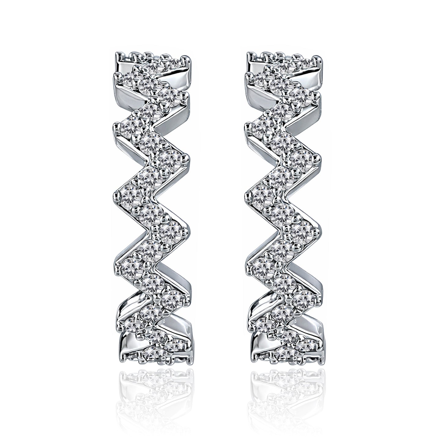 Modern Zigzag Crystal Hoop Earrings – Modern Stud Hoops