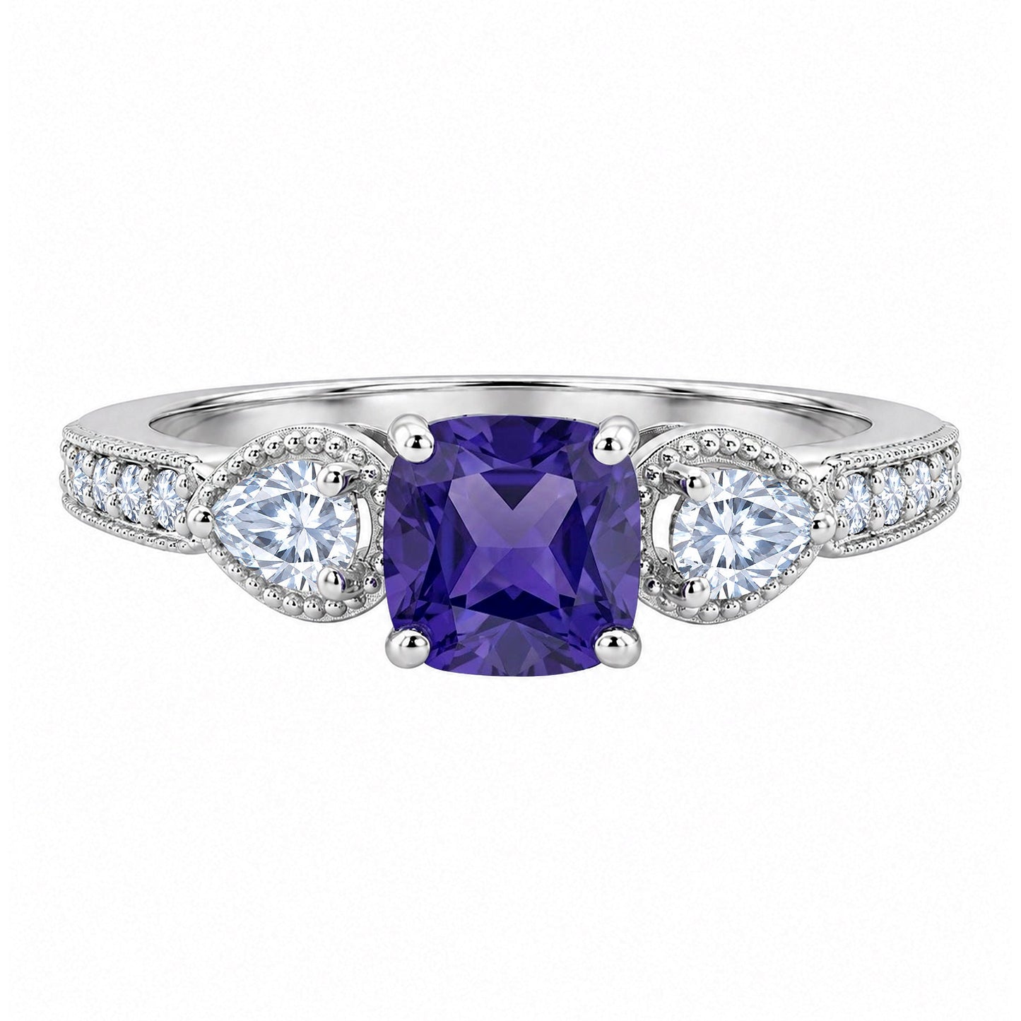 1.35 Ct Cushion Lab Alexandrite Vintage Engagement Ring