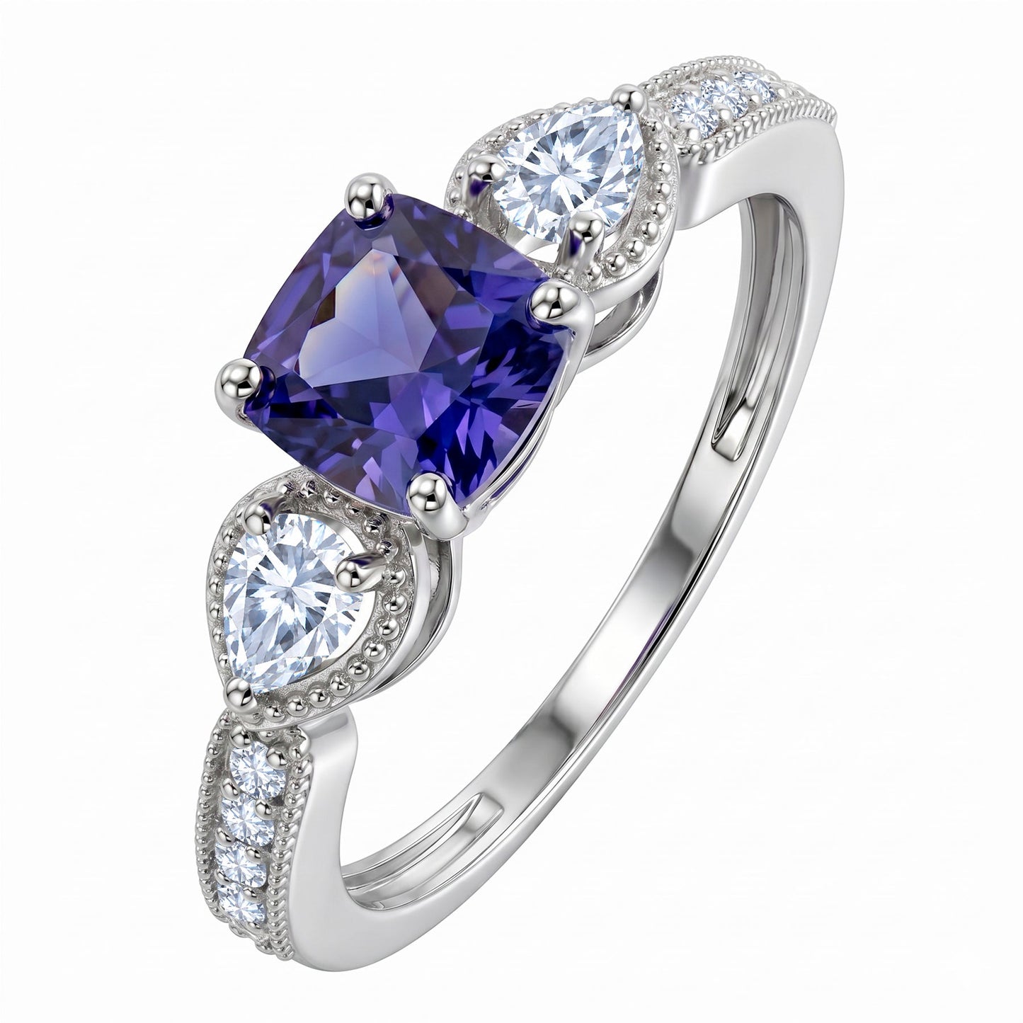 1.35 Ct Cushion Lab Alexandrite Vintage Engagement Ring