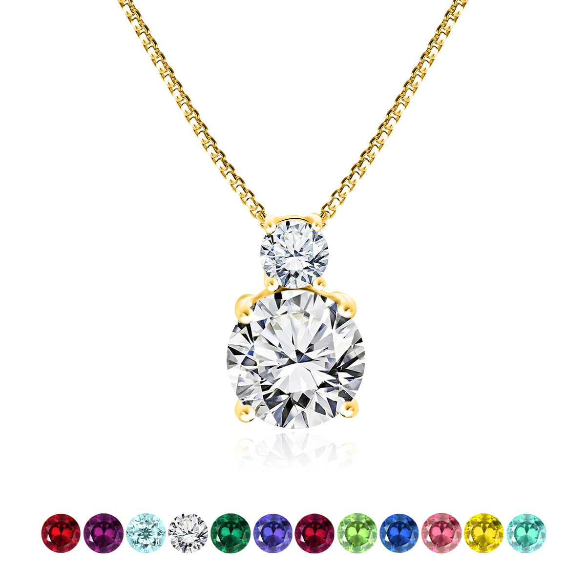 3.75 Carat Birthstone Dangling Round Cut Necklace