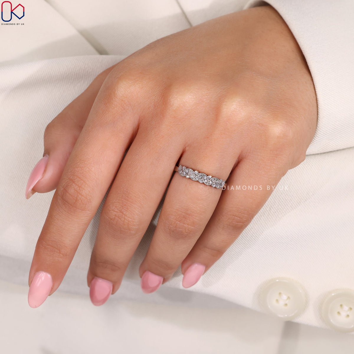 Marquise Shape Outline Milgrain Wedding Band