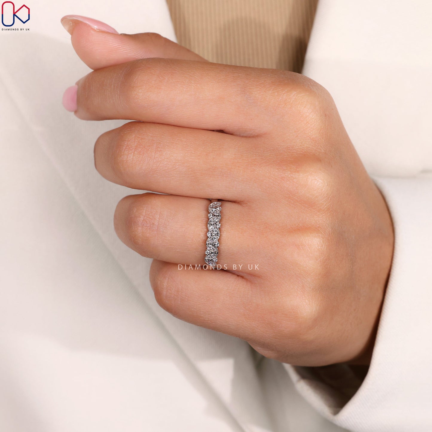 Marquise Shape Outline Milgrain Wedding Band