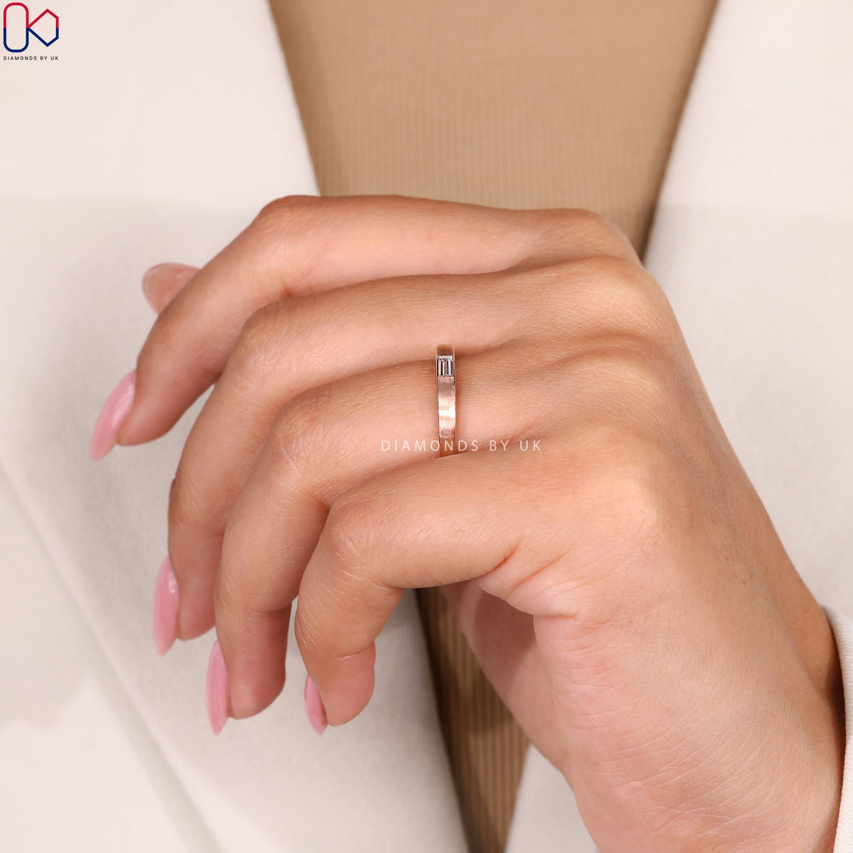 Baguette Cut Diamond Matt Finish Band