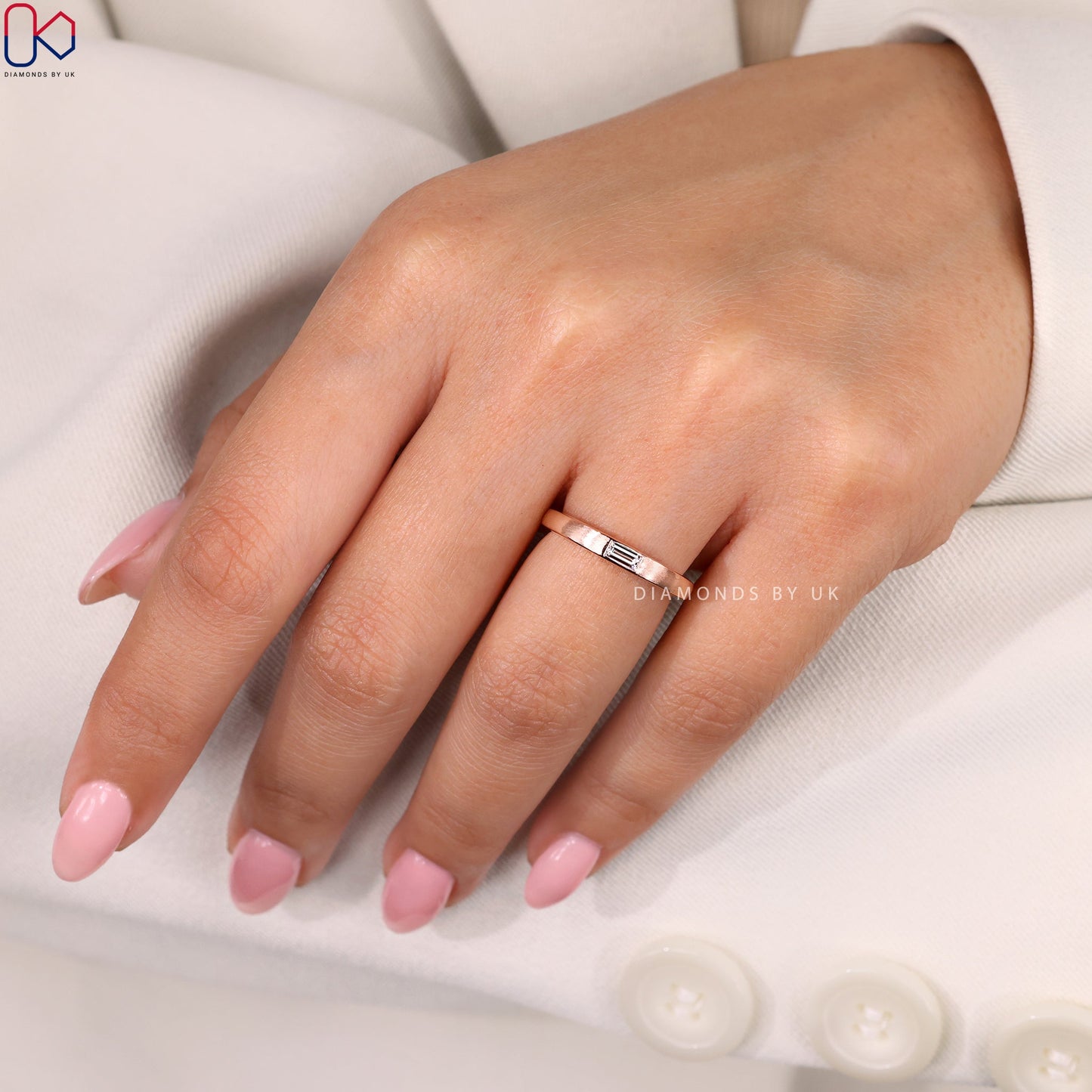 Baguette Cut Diamond Matt Finish Band