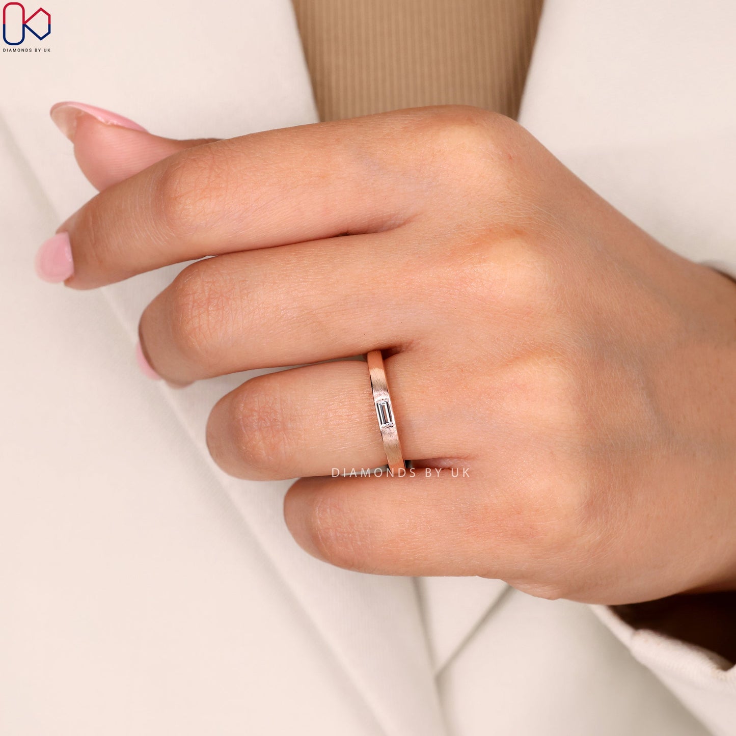 Baguette Cut Diamond Matt Finish Band
