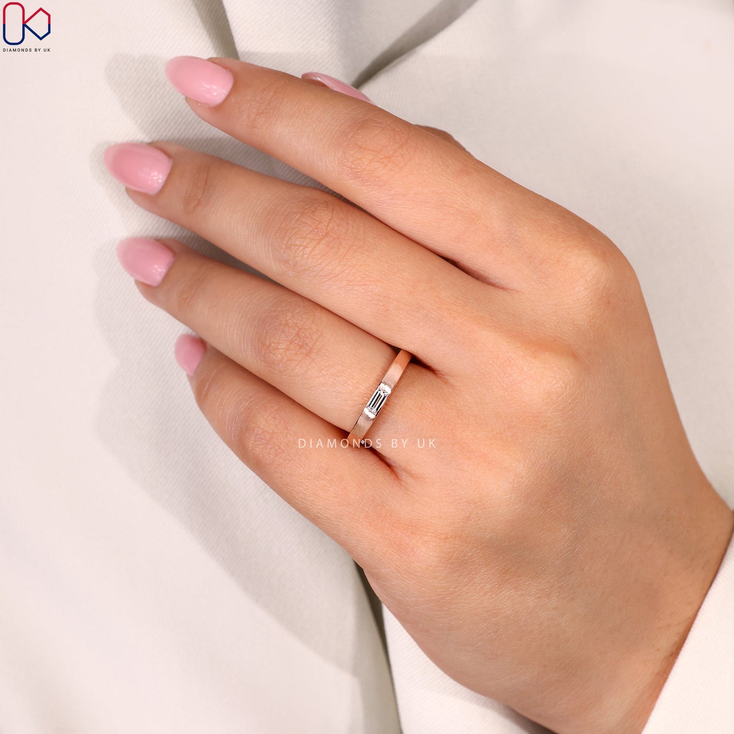 Baguette Cut Diamond Matt Finish Band