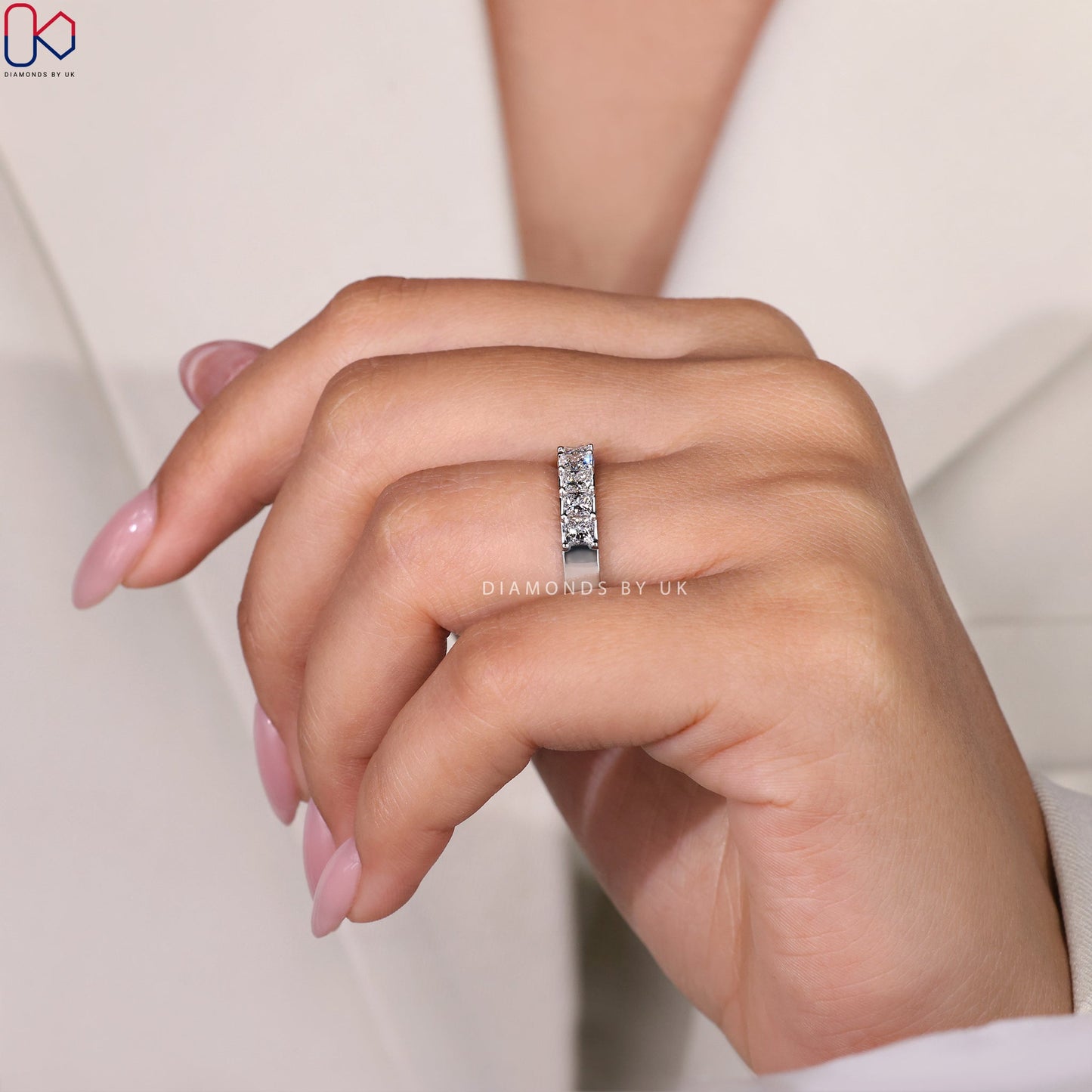 Channel Set Eternity Band – Princess Cut Diamond