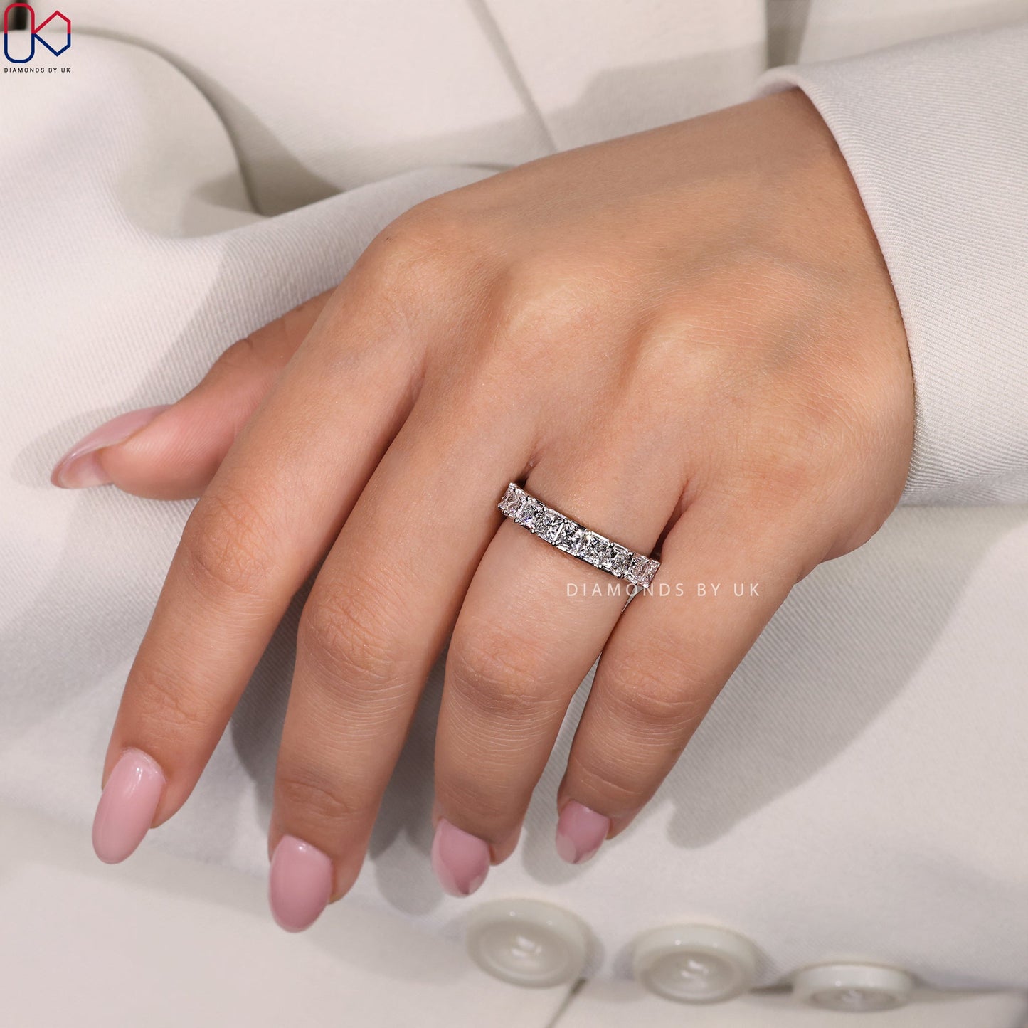 Channel Set Eternity Band – Princess Cut Diamond