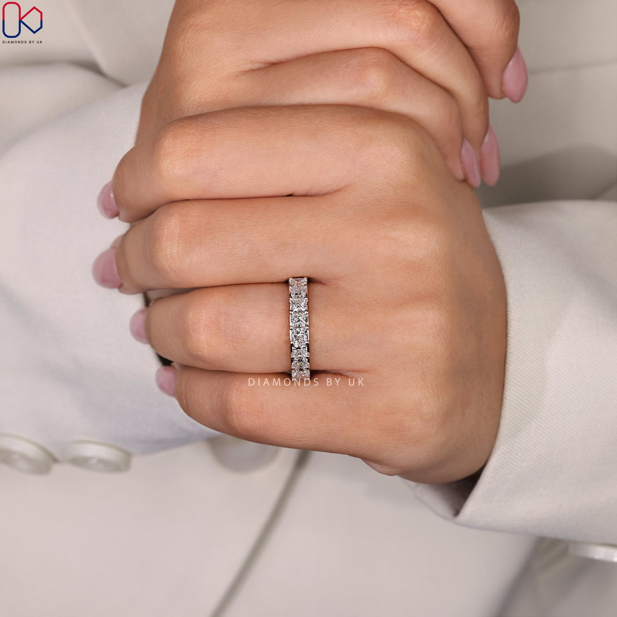 Channel Set Eternity Band – Princess Cut Diamond