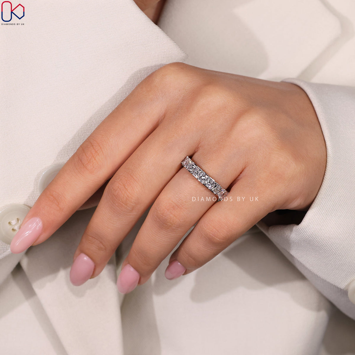 Channel Set Eternity Band – Princess Cut Diamond
