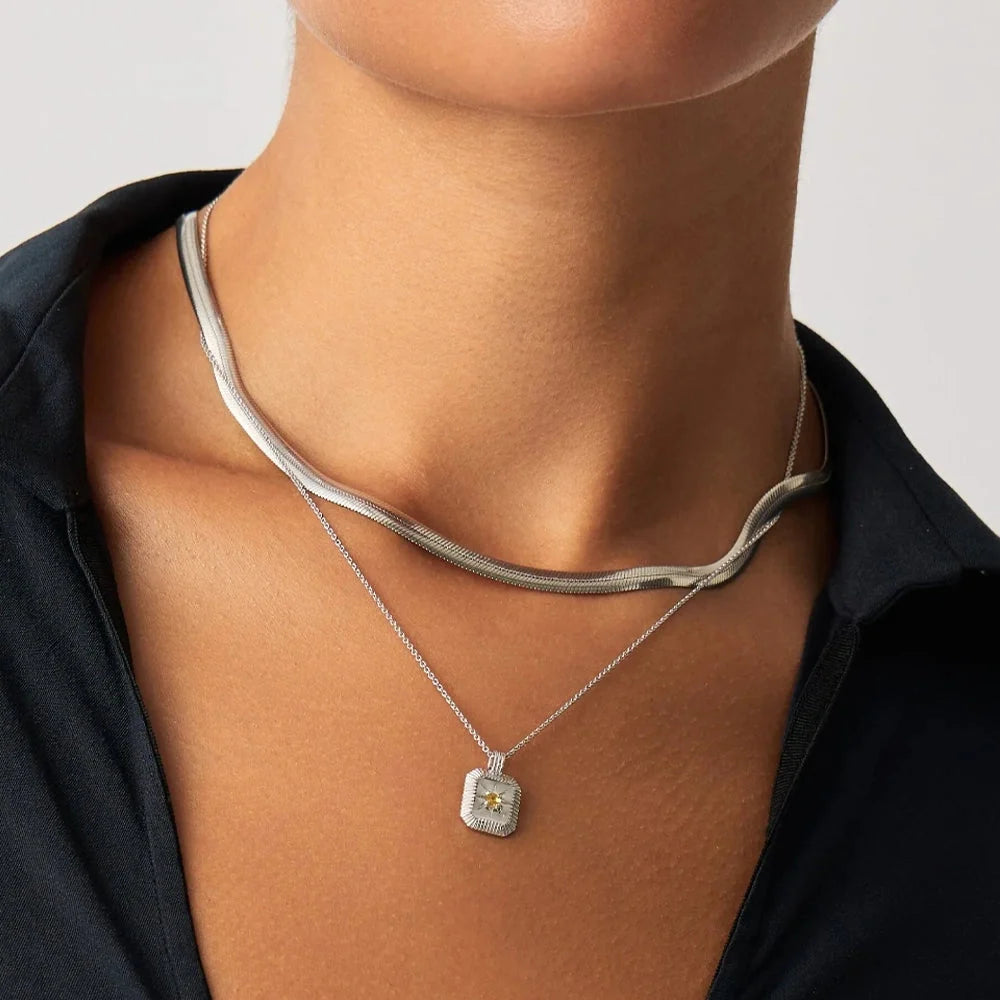 November Birthstone Pendant Necklace | Sterling Silver/Citrine