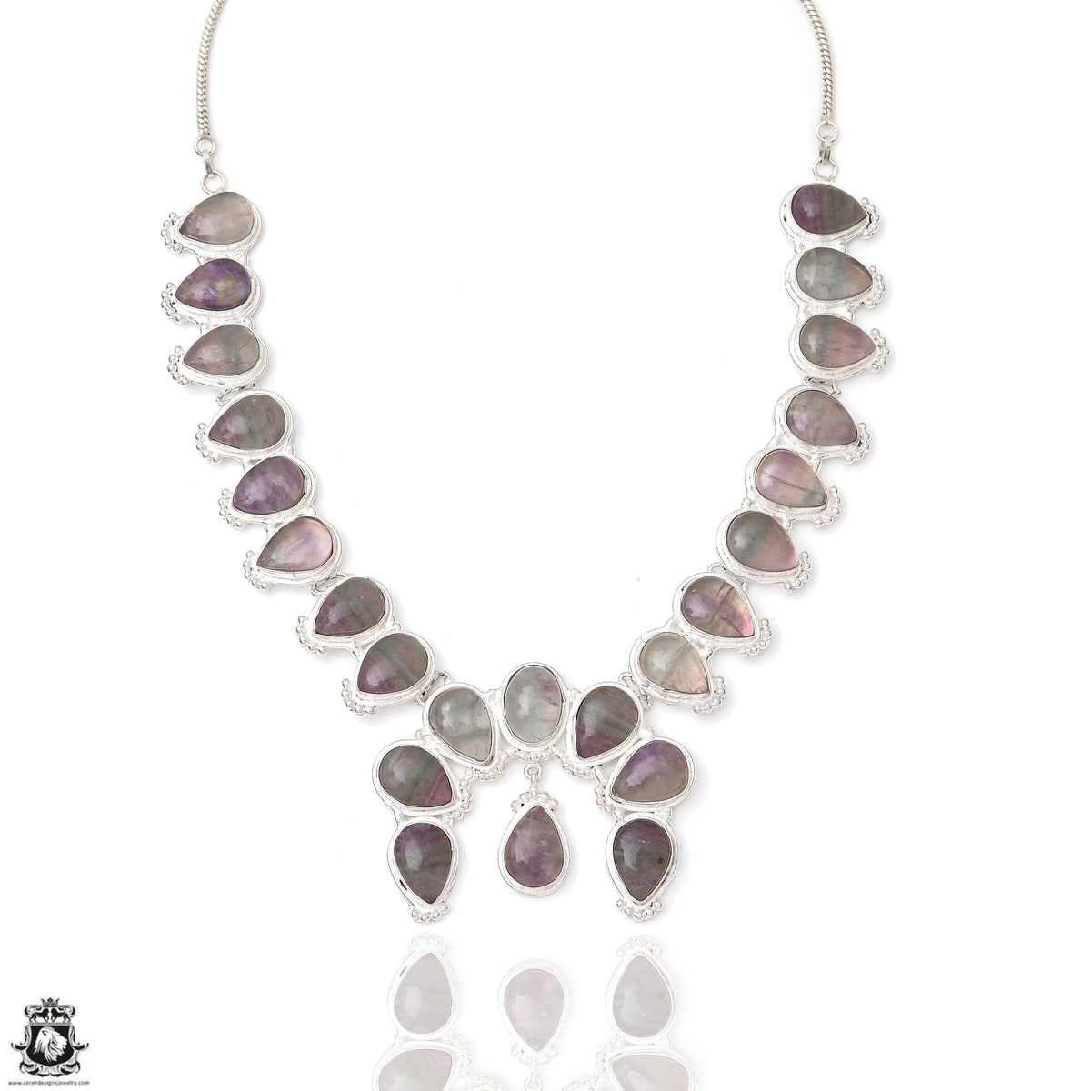 Durham UK Mined Fluorite Squash Blossom Statement Necklace BN26