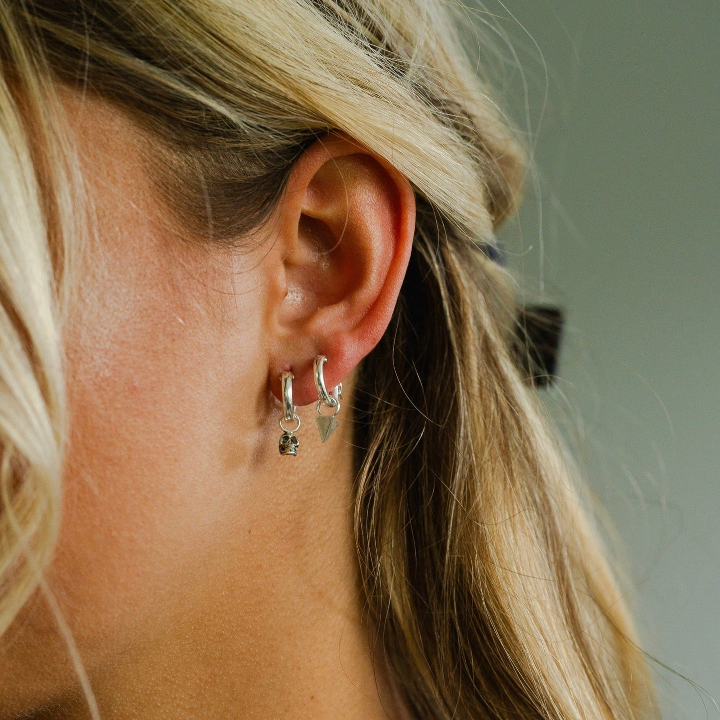 Spike Huggie Hoop Earrings  in Brass / Gold Fill / ready to ship
