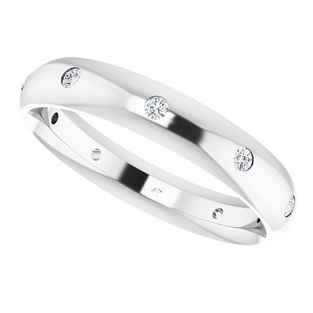 4mm wide Diamond, Moissanite or Sapphire Flush Set Domed Eternity Wedding Band