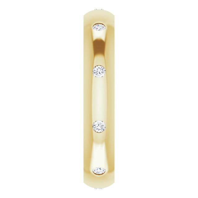4mm wide Diamond, Moissanite or Sapphire Flush Set Domed Eternity Wedding Band