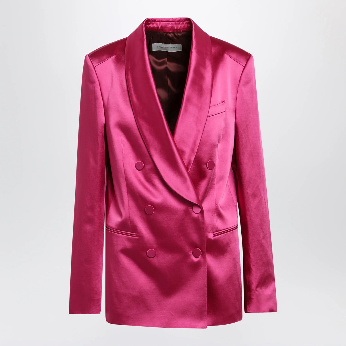 Dries Van Noten - Fuchsia double-breasted satin jacket