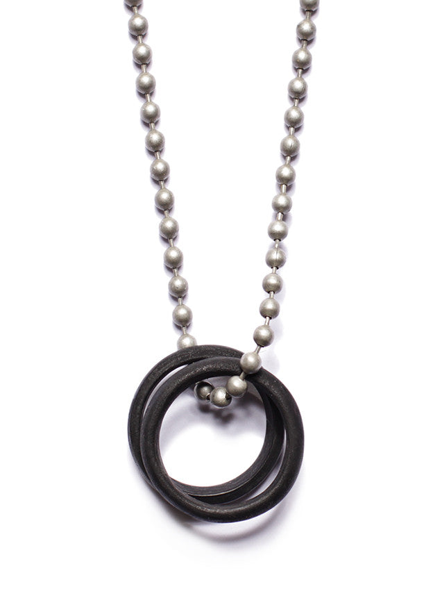 FINAL SALE Black Glass Two Rings Necklace for Men