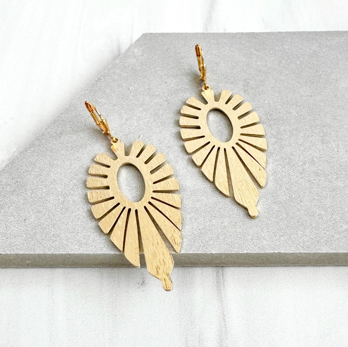 Starburst Dangle Earrings in Brushed Brass Gold