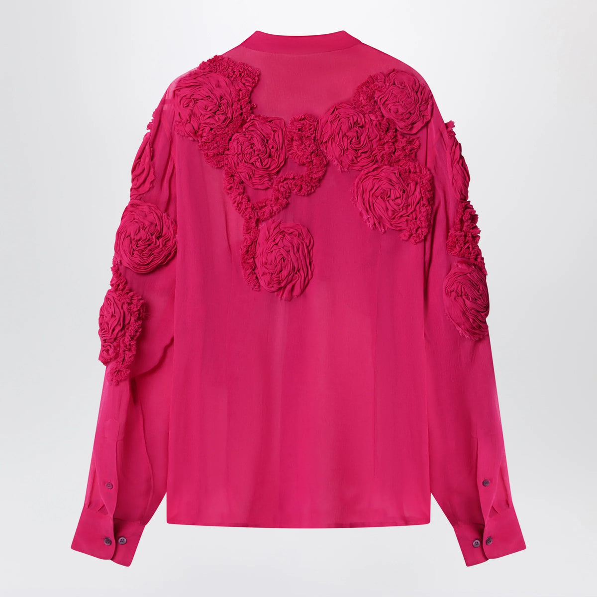 Dries Van Noten - Fuchsia shirt with embossed roses